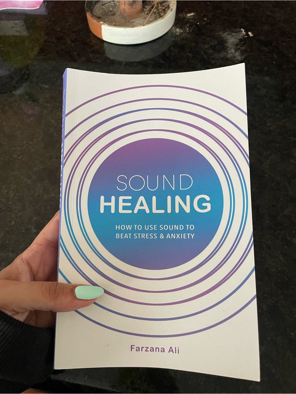 Sound Healing by Farzana Ali - White with Blue & Purple Cover